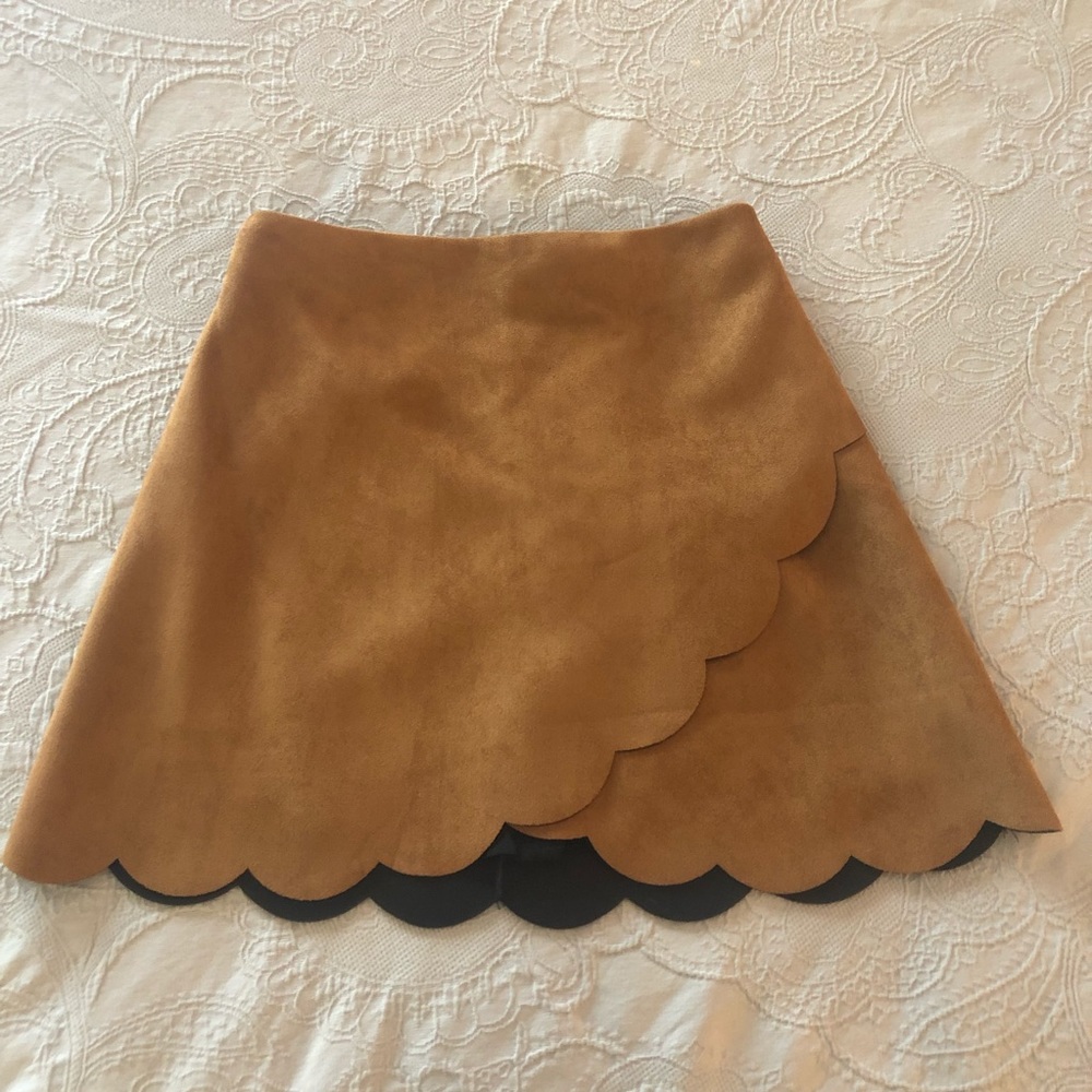 NWOT! Lush - Scalloped Edge Suede Mini Skirt